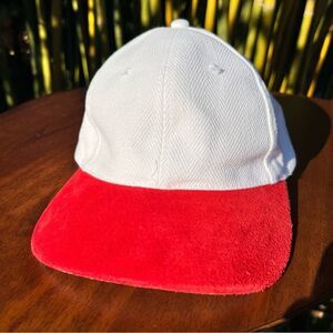 ZKapz vintage hat red suede & white canvas